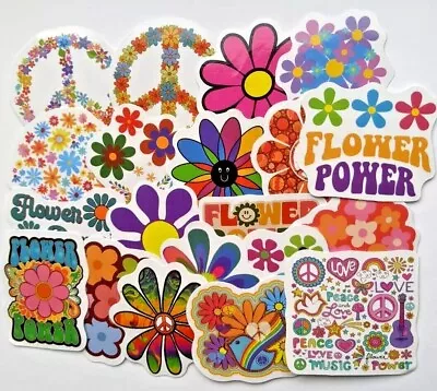 Flower Power Stickers 20/50 Waterproof Vinyl Sticker For Laptop Guitar Luggage • £3.39