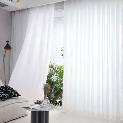 1PC Voile Curtain Sheer Window Solid Color Curtain Eyelet Ring Top Heading • £7.99