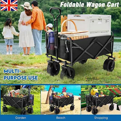 Foldable Collapsible Camping Outdoor Garden Trolley Cart Wagon Truck Wheelbarrow • £6.88