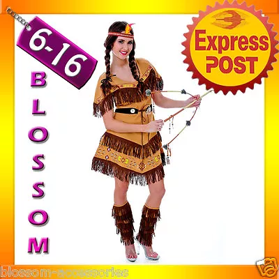 J87 Ladies Pocahontas Native American Indian Wild West Fancy Dress Party Costume • $28.95