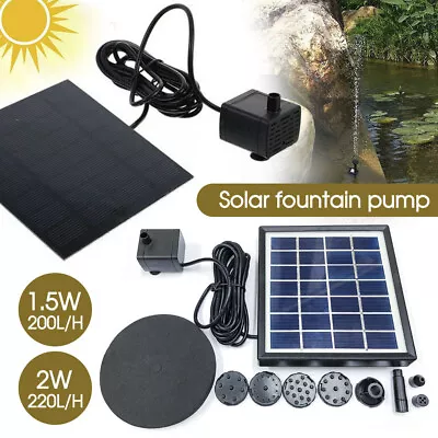 $17.99 • Buy New 1.5W 2W Solar Powered Water Fountain Pump Bird Bath Pond Pool Garden AU