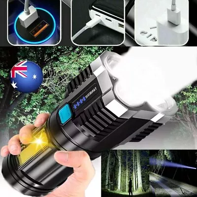 Super Bright 90000LM Torch Led Flashlight USB Rechargeable Side Lamp 1/2/4Pcs AU • $19.98