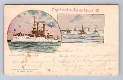 Uss Iowa Ship White Squadron Held For Postage Due Military Postcard 1905 • $9.95