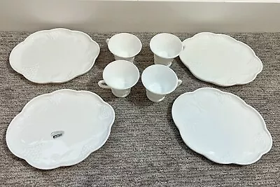 Indiana Milk Glass Set Of 4 Harvest Grape Snack/Lunch/Tea Tea Cups-NEW W/BOX • $35