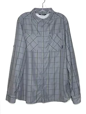 The North Face Mens Plaid Roll Up Sleeve Vented Shirt Gray Green Black Sz XL • $17.98
