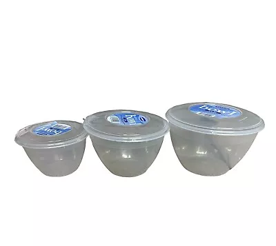 3x Microwave Plastic Pudding Storage Dessert Bowls With Lids 0.6L 1.2L 2L  • £4.99