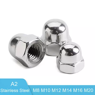 Dome Nuts Fine Pitch Thread Hex Domed Nuts A2 Stainless Steel M8 M10/M12-M20 • £3.10