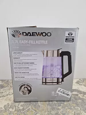 Daewoo Glass Kettle Light Up 1.7L Easy Fill 3KW LED Illuminating Rapid Boil • £22.45