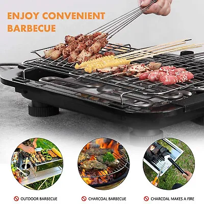 Power Electric Table Top Grill BBQ Home Barbecue Tool Kitchen Cooking Smokeless • £29.08