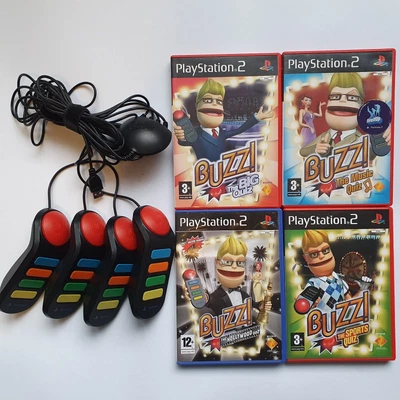£19.99 • Buy Wired Buzz Buzzers PS2 PlayStation 2 With 4 Games Bundle Tested