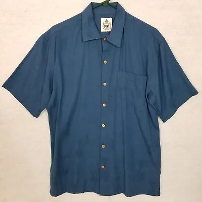DUKE KAHANAMOKU HAWAII Textured Rayon Blend S/S Camp Shirt Blue Medium • $19.95