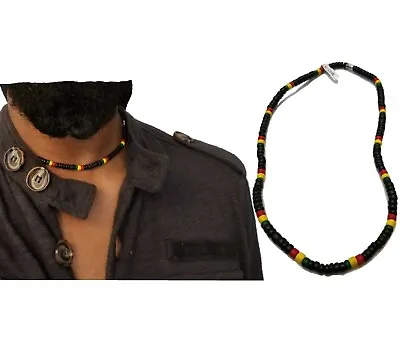 Mens Beaded Necklace Weekend Beads Man Clubbing Party Surfer Boys Rasta Wood • $10.80