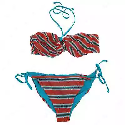 NEW Missoni Mare Bikini Two Piece Blue Orange Stripes Crochet Size IT 48 | US 12 • $289