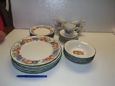 26pc Dinner & Salad Plate Cereal Bowl Cup Epoch MARKET DAY Noritake FRUIT • $130