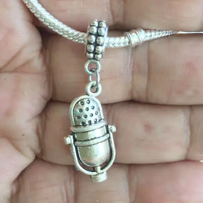 Antique Silver STUDIO MIC For Music Lovers Charm Fit Beaded Bracelet. • $14.99