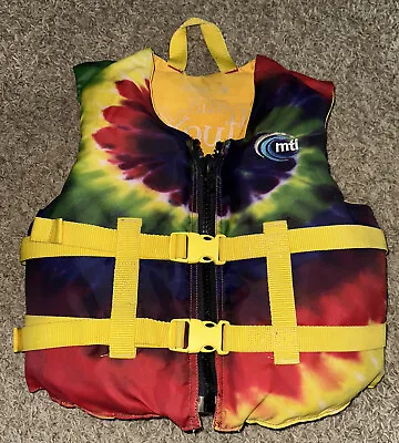 $22.99 • Buy MTI Life Jacket Tie Dye Intended Use~Kayak Sailing Boating Vest Youth 50-90 Lbs