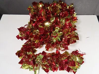 14 FT Red Gold Vintage Tinsel Christmas Tree Garland Metallic B9321 • $8.46