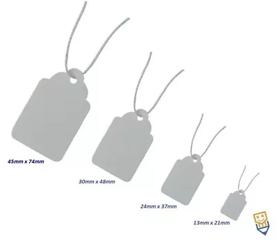 £3.25 • Buy GIFT Jewellery PRICE Tags WHITE Strung STRING TIE ON LABELS Small Medium Large