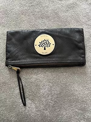 Mulberry Black Leather Daria Fold Over Clutch Bag + Dust Bag • £27