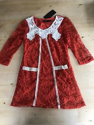 Women’s Dress Red Lace Stylish. Size M. BNWT • £7.99