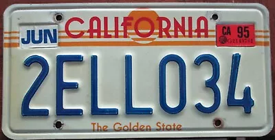 1995  Authentic  California Sunset License Plate #  2  Ell 034  Limited Issue • $24.99