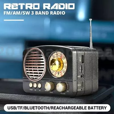£16.69 • Buy Retro Vintage Portable Bluetooth Radio Bass Speaker AM FM SW MP3 Player  UK