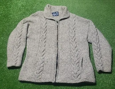ARTESANIAS Wool Cotton XL  Cable Knit Gray Zip Sweater Jacket • $34.99