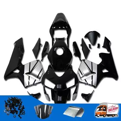 WOO Black Silver Complete Injection Fairing For Honda CBR600RR 2003 2004 S001 • $429.99