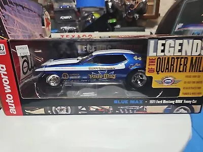 AutoWorld Legends Of The Quarter Mile Blue Max 1971 Ford Mustang NHRA  1/18  • $125.95