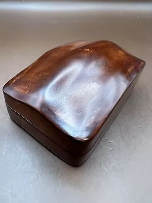 VINTAGE ITALIAN BROWN LEATHER JEWELRY BOX Made By Luti Firenze • $69