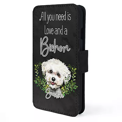 Personalised Bichon Frise IPhone Case Custom Dog Flip Phone Cover Wallet ND03 • £12.95