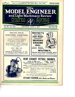 June 6th 1929 - The Model Engineer & Light Machinery Review • $9.74