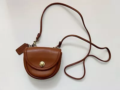 VINTAGE Coach Mini Crossbody Belt Bag British Tan Round Twist Lock Made In USA • $90