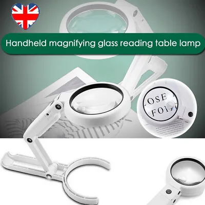 Large Magnifying Glass With Light 8 LED Magnifier Foldable Stand Desk Read White • £8.59
