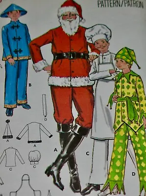 Vintage BUTTERICK PATTERN #5103 SANTA CHINESE CHEF JESTER Costumes (Size 40)  • $12.99