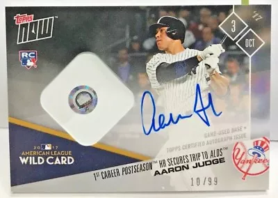 Aaron Judge 2017 Topps Now Postseason GU Base Relic RC Autograph Auto #'d 10/99 • £1003.77