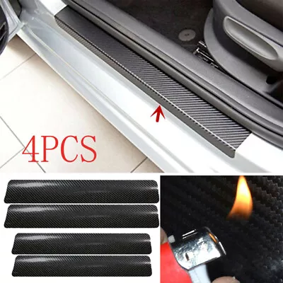 4Pcs 3D Carbon Fiber Black Car Door Sill Scuff Plate Cover Anti Scratch Sticker • $13.88