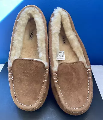 UGG Ansley Chestnut Suede Fur Slippers Women's Size 7 NEW No Tags/No Box • $48