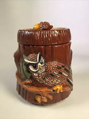 VTG Owle Perched In Tree Large Cookie Jar Ceramic • $34