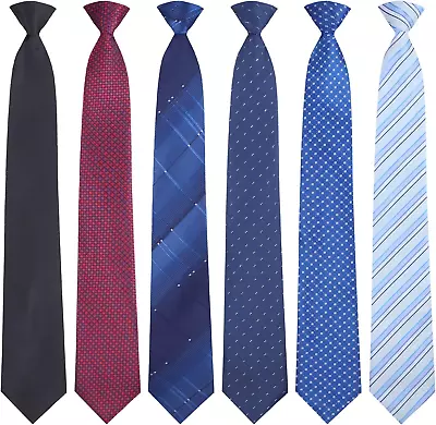 6 Pcs Clip On Tie For Men Clip On Easy Necktie Striped Solid Plaid Dots Mixed Lo • $39.99