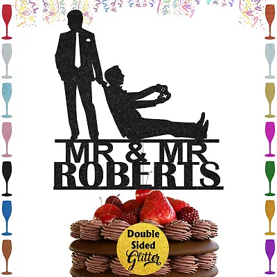 MR & MR Gay Cake Topper Personalized Last Name Party Cake Wedding Decoration • $9.95