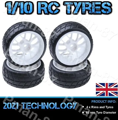 PREMIUM 1/10 Road Touring Drift Racing Nitro Car RC Wheel Red Tire Tyre X 4 65mm • £18.99