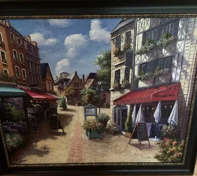 J. Brown Oil Village Painting Signed • $1425