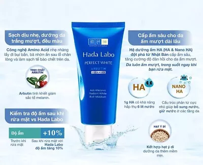 Hada Labo Perfect White Cleanser - Smooth White Skin Even Color Deep Moisture • $22.90