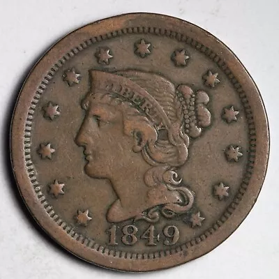 1849 Braided Hair Large Cent CHOICE VF E239 GSNH • $60.60