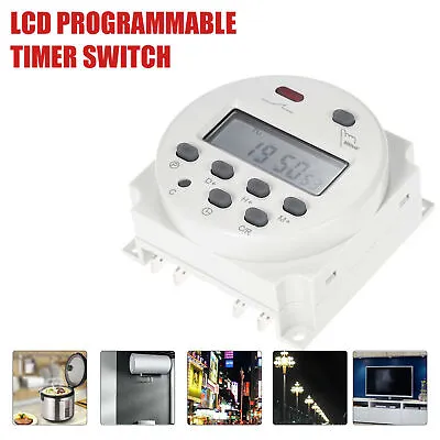 CN101A DC 12V 16A Digital LCD Power Programmable Timer Time Relay Switch White • £5.88