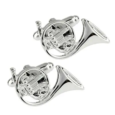 FRENCH HORN CUFFLINKS Music Musician Classical Brass Player NEW W GIFT BAG Metal • $11.95