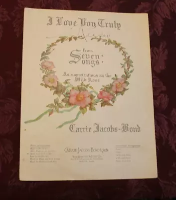 I Love You Truly~ Carrie Jacobs-Bond ~ 1938 Bond & Son Sheet Music • $4.90