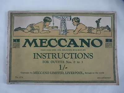 Early Vintage Meccano Manual Instructions No. 27A 1927   7 • £2.99