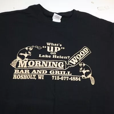 MORNING WOOD BAR & GRILL LAKE HELEN ROSHOLT WISCONSIN DIVE BAR T SHIRT Sz L • $16.99